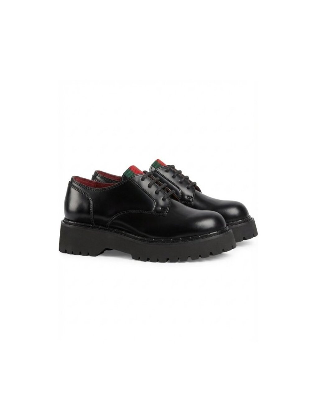 Gucci Unisex Platform Leather Lace Up Derby Shoes Black EU39.5 795993